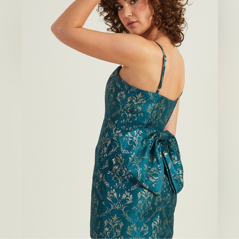 ALTAR'D STATE Hattie Jacquard Dress Women's Size XS Teal